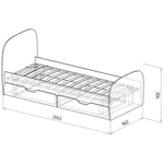 Модуль № 13 Кровать с ящиками Скай 96 см производство фабрика Союз-мебель
