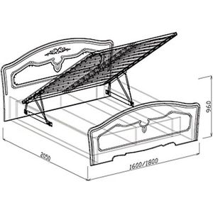 Кровать №1 (с ортопедическим основанием с подъемником) Лира 180 см